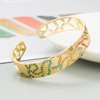 Fashion Wide-sided Gold Hollow Copper Micro-inlaid Zircon Bracelet main image 5