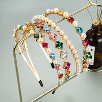 Fashion Pearl Inlaid Rhinestone Double-layer Headband main image 1