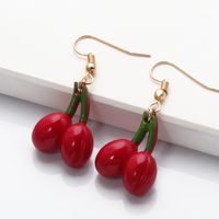 Korean Small Cherry Resin Earrings Wholesale main image 5