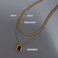 Fashion Black Shell Double Layered Titanium Steel Necklace Wholesale main image 6