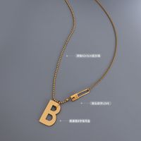 Simple B Letter Titanium Steel Necklace Wholesale main image 6