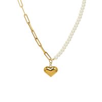 Fashion Imitation Pearl Heart-shape Titanium Steel Necklace Wholesale main image 3