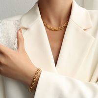Fashion Hand-woven Chain Titanium Steel Necklace Bracelet main image 5