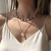 Fashion Imitation Pearl Disc Contrast Color Necklace main image 1