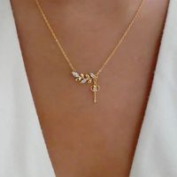 Simple Leaf Key Diamond Alloy Necklace Wholesale main image 1
