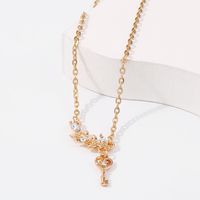 Simple Leaf Key Diamond Alloy Necklace Wholesale main image 4