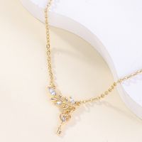 Simple Leaf Key Diamond Alloy Necklace Wholesale main image 5