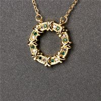 Koreanische Geometrische Kupfer Eingelegte Zirkon Halskette Großhandel main image 6