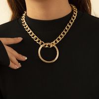 Hip-hop Single-layer Geometric Ring Thick Chain Necklace main image 1