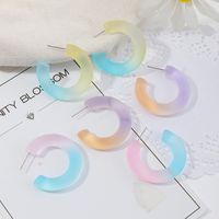 Fashion Gradient Color C-shaped Resin Earrings main image 1