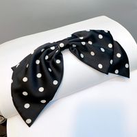 Fashion Polka Dot Satin Double Layer Large Bow Lace Hair Scrunchies sku image 2