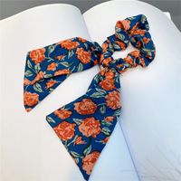 Moda Floral Orejas De Conejo Cinta Larga Plisado Cabello Scrunchies sku image 2