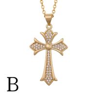 Fashion Cross Christian Copper Zircon Necklace Wholesale sku image 1