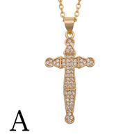 Korea Copper Micro-inlaid Zircon Cross Necklace sku image 1