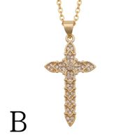 Korea Copper Micro-inlaid Zircon Cross Necklace sku image 2