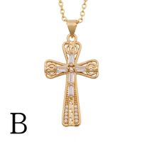 Fashion Cross Copper Zircon Necklace Wholesale sku image 2