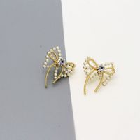 Korea Bowknot Pearl Alloy Earrings sku image 1