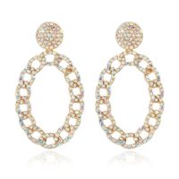Fashion Alloy Full Diamond Chain Oval Earrings main image 3
