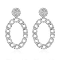 Fashion Alloy Full Diamond Chain Oval Earrings main image 4