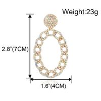 Fashion Alloy Full Diamond Chain Oval Earrings main image 6