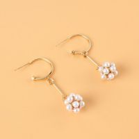 Fashion Pearl Flower C-shaped Long Earrings main image 3