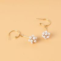Fashion Pearl Flower C-shaped Long Earrings main image 4