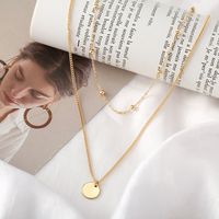 Simple Alloy Disc Multilayer Necklace main image 3
