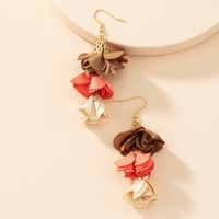 Korean Fabric Flower Contrast Color Earrings main image 4