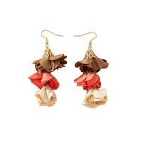 Korean Fabric Flower Contrast Color Earrings main image 6