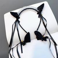 Fashion Lace Pointed Ears Long Ribbon Bowknot Headband main image 6