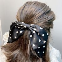 Fashion Polka Dot Satin Double Layer Large Bow Lace Hair Scrunchies main image 6