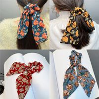 Moda Floral Orejas De Conejo Cinta Larga Plisado Cabello Scrunchies main image 1