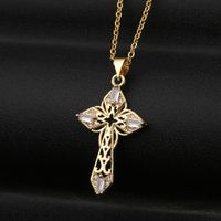 Fashion Cross Copper Zircon Necklace Wholesale main image 3