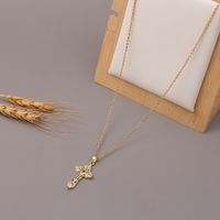 Fashion Cross Copper Zircon Necklace Wholesale main image 4