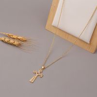 Fashion Cross Copper Zircon Necklace Wholesale main image 5