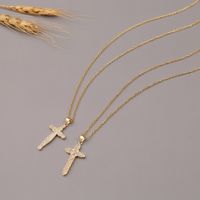 Korea Kupfer Mikro-eingelegte Zirkon Kreuz Halskette main image 1