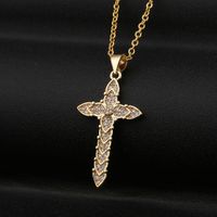 Korea Copper Micro-inlaid Zircon Cross Necklace main image 3