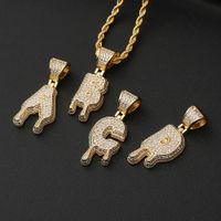 Simple 26 English Letters Twist Chain Copper Zircon Necklace Wholesale main image 4