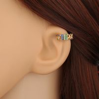 Fashion Geometric Copper Micro-inlaid Color Zircon Ear Clips main image 3