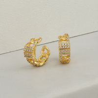 Fashion Geometric Copper Micro-inlaid Color Zircon Ear Clips main image 5