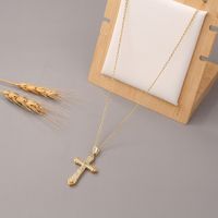Fashion Cross Jesus Copper Zircon Necklace Wholesale main image 4