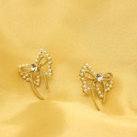 Korea Bowknot Pearl Alloy Earrings main image 5