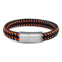 Simple Multicolor Striped Braided Magnet Buckle Titanium Steel Bracelet main image 3