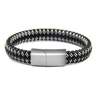 Simple Multicolor Striped Braided Magnet Buckle Titanium Steel Bracelet main image 4