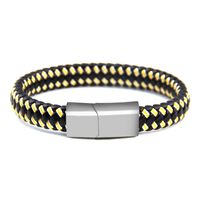 Simple Multicolor Striped Braided Magnet Buckle Titanium Steel Bracelet main image 6