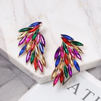Fashion Wings Patchwork Diamond Alloy Artificial Gemstones Earrings main image 4