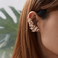 Fashion Inlaid Rhinestone Leaf Ear Clip main image 1