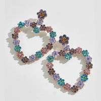 Fashion Heart-shape Flower Colorful Diamond Earrings main image 1