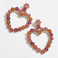 Fashion Heart-shape Flower Colorful Diamond Earrings main image 3