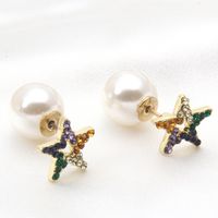 Heart-shape Pearl Asymmetrical Diamond-studded Earrings Wholesale main image 3